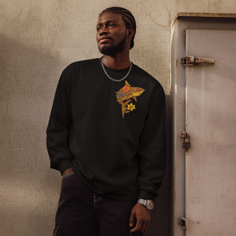 Flower Shark Premium Heavyweight Long Sleeve Shirt - Image 6